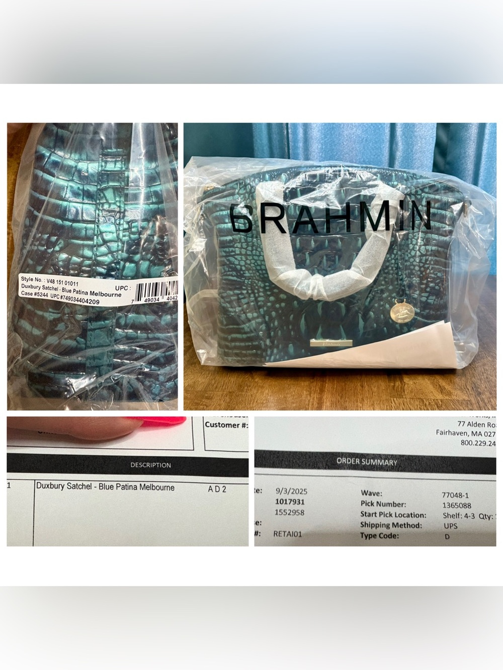 Brahmin NWT Duxbury - Blue Patina - Peacock/Teal - Jewel Tone - Two Eyes - Picture 7 of 16